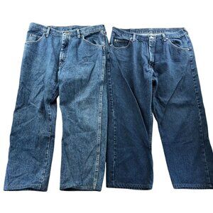 2 Wrangler Mens Jeans 38x30 Lot Of Two Blue Denim Straight Leg Classic Casual
